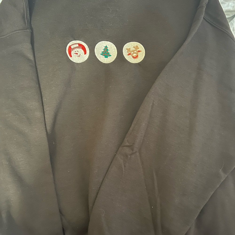 Dark Chocolate Sweater with Christmas Pillsbury cookies Patches